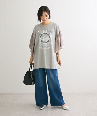 Green Parks ドッキングフレアスリーブロゴチュニック Gray Mixture