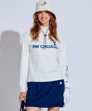 PW CIRCULUS 【吸水速乾 / UV遮蔽率99.5% UVカット / ストレッチ】【WOMEN】ラビットグラフィック ロングスリーブモックT ゴルフウェア レディース ホワイト系