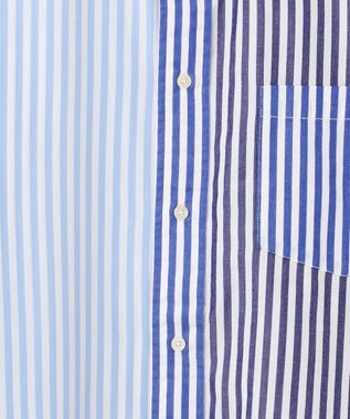 J.PRESS YORK STREET 【UNISEX】クレイジーパターン バンドカラーシャツ ブルー系8