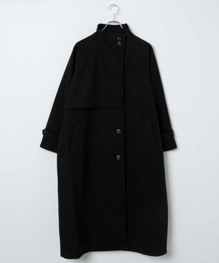 WEGO スタンドカラーロングコート ブラック