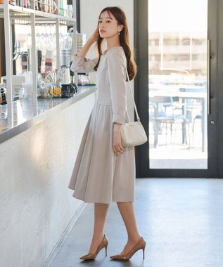 Tiaclasse 【洗える】サイドフラップワンピース グレージュ