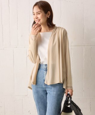 組曲 【WEB限定】シアーツイルジャージーショート カーディガン ベージュ系