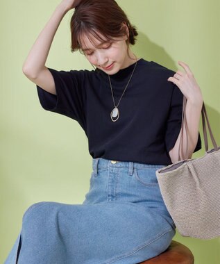 ANY 【UVケア】ビューティーベーシックモックネック半袖プルオーバー ブラック