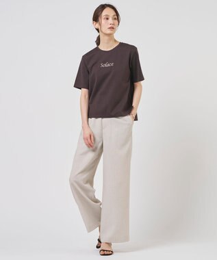 J.PRESS LADIES S 刺繍ロゴ Tシャツ ダークブラウン系