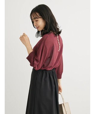 Green Parks ・ＥＬＥＮＣＡＲＥ　ＤＵＥバックパールシアー５分ニット Bordeaux