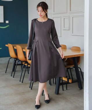 Tiaclasse 【洗える】サイドフラップワンピース チャコールグレー