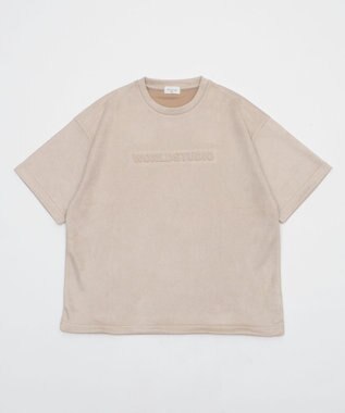 WEGO 【ユニセックス着用ITEM/MLサイズ展開】フェイクスウェードエンボスロゴT（SS） ホワイトアイボリー