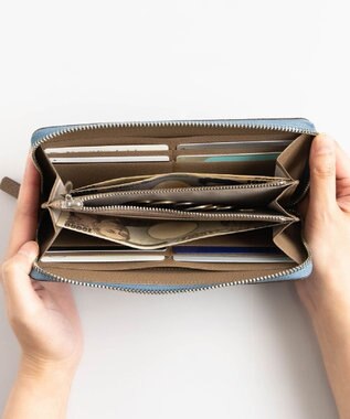 Atelier nuu 【長財布/バイカラー/本革】noble ラウンドウォレット ブルー