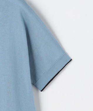 J.PRESS LADIES L DRY COTTON ポロ ニット サックス×ダークブラウン系