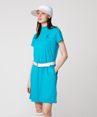 23区GOLF 【WOMEN】【吸水速乾】フラッグロゴジャガード ワンピース 腰回りカバー 1枚で決まる ターコイズブルー系