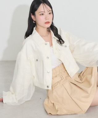 earth music&ecology チュールレイヤードバックレースアップジャケット