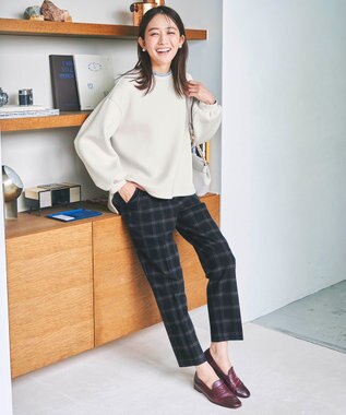 ANY SIS 【保温性あり/洗える】サーモ 2WAYストレッチ テーパード パンツ ネイビーベース