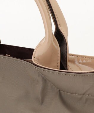 LA BAGAGERIE ツイルナイロン×エナメル 2WAYトートバッグ Sサイズ グレージュ