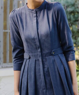 Tiaclasse 【新色追加・洗える】ピーチスキンバンドカラーワンピース ブルー