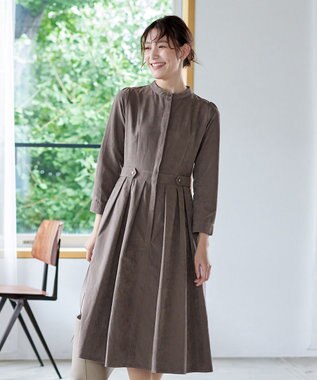 Tiaclasse 【新色追加・洗える】ピーチスキンバンドカラーワンピース モカ