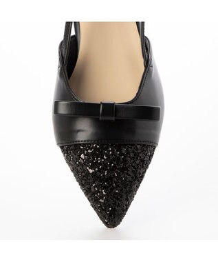 MODE ET JACOMO <carino>グリッターコンビフラットシューズ ブラックコンビ