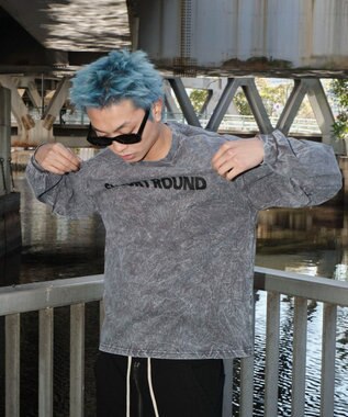 WEGO 【ユニセックス着用ITEM】ケミカルウォッシュグラフィックT（LS） グレー