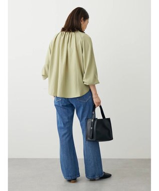 Green Parks スタンドフリルボウタイブラウス Green