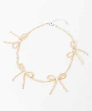 WEGO Lビーズリボンネックレス シルバー