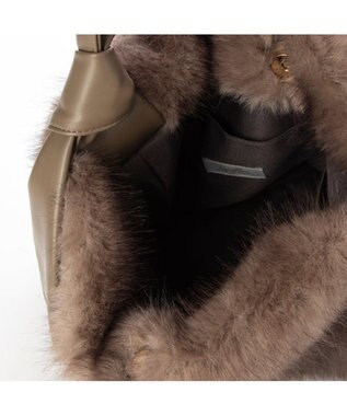 UNBILLION カシュカシュ cachecache / リボンワンハンドルミンク風エコファートート GY