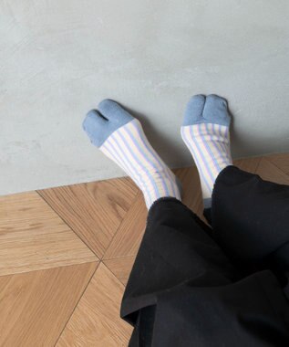 TRICOTE STRIPE TABI SOCKS／ストライプタビソックス 80IVORY