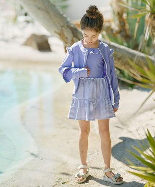 組曲 KIDS 【XS-Lサイズ】フリル ラッシュガード ラベンダー系