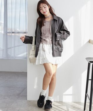 WEGO ヴィンテージライクPUフライトジャケット ダークブラウン