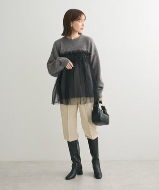 Green Parks ・ＡＮＤＳＥＡＲＣＨ　チュールレイヤードニット Charcoal Gray