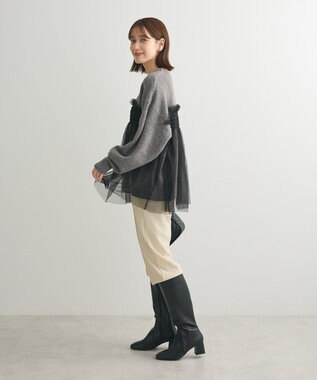 Green Parks ・ＡＮＤＳＥＡＲＣＨ　チュールレイヤードニット Charcoal Gray