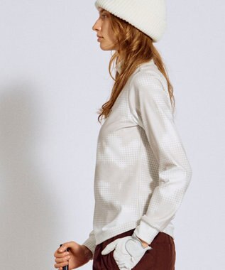 PW CIRCULUS 【裏起毛であたたか】【WOMEN】Dot camouflage ロングスリーブモックネックT  ゴルフウェア レディース ホワイト系5