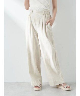 earth music&ecology 綿麻キャンブリッククロップドパンツ Beige