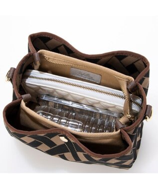 UNBILLION カシュカシュ cachecache / 柄アソートジャガード三つ口ショルダーバッグ ブラウンミックス