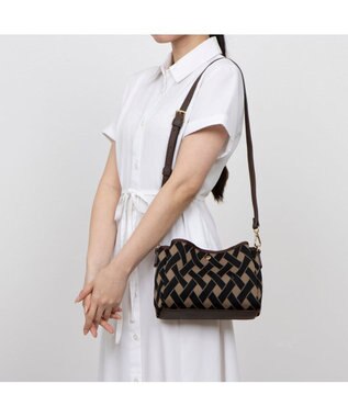 UNBILLION カシュカシュ cachecache / 柄アソートジャガード三つ口ショルダーバッグ ブラウンミックス