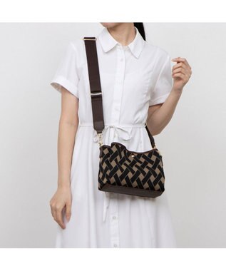 UNBILLION カシュカシュ cachecache / 柄アソートジャガード三つ口ショルダーバッグ ブラウンミックス