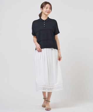 J.PRESS LADIES スパンソフトクロス刺繍 スカート オフ系