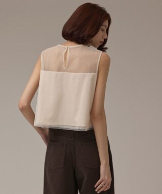 GRACE CONTINENTAL ビーズ刺繍トップ ベージュ