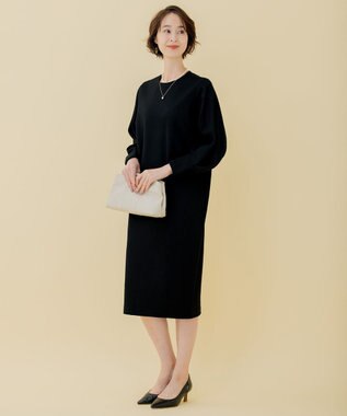 自由区 【WEB限定】ウールミルドジャージー スリーブコンシャスワンピース ブラック系