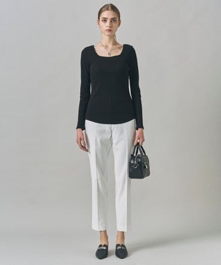 ICB 【洗える】【OUR WACOAL コラボ】カップイン スクエアネックロングTシャツ ブラック系