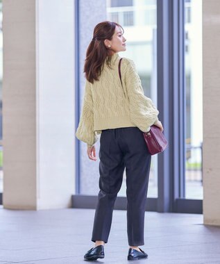 Tiaclasse 【洗える】センタープレス テーパードパンツ ネイビー