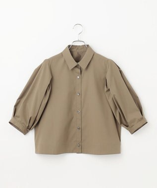 #Newans 【イージーケア】タックスリーブショート丈シャツ カーキ系
