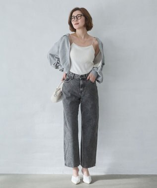 WEGO ショートZIPパーカー 杢グレー