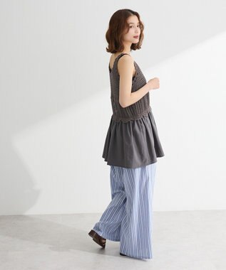 Green Parks ・ＥＬＥＮＣＡＲＥ　ＤＵＥ　ストライプワイドパンツ Blue