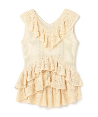 GRACE CONTINENTAL ミックスフリルニットトップ キナリ