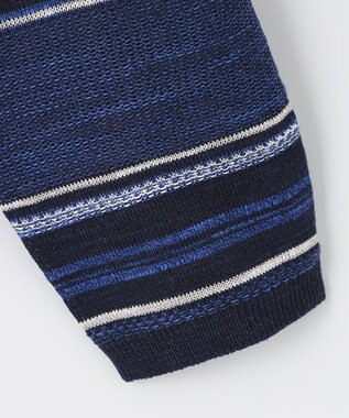 JOSEPH ABBOUD 【サスティナブル】スラブギマボーダー カーディガン ブルー系2