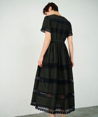 GRACE CONTINENTAL レース切替フレアワンピース ブラック