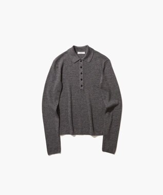 ATON RAMIE WOOL RIB | リブポロセーター CHARCOAL GRAY
