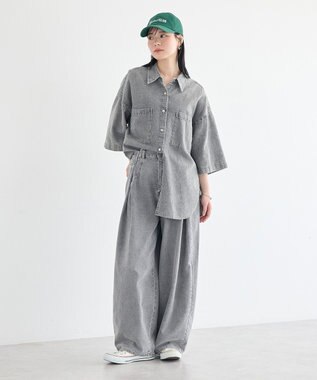 earth music&ecology 5分袖デニムシャツ Black