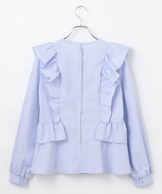 #Newans 【洗濯機可能/シワになりにくい】〈小柄さんにお勧め〉バーティカルフリルブラウス ライトブルー