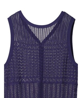 Green Parks すかし柄ロングベスト Blue