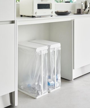 tower スリム蓋付き分別ゴミ袋ホルダー タワー 45L 横開き 2個組 ホワイト ホワイト